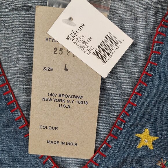 VTG New Direction Denim Vest Womens sz L Christmas Angel Embroidered - Picture 4 of 10